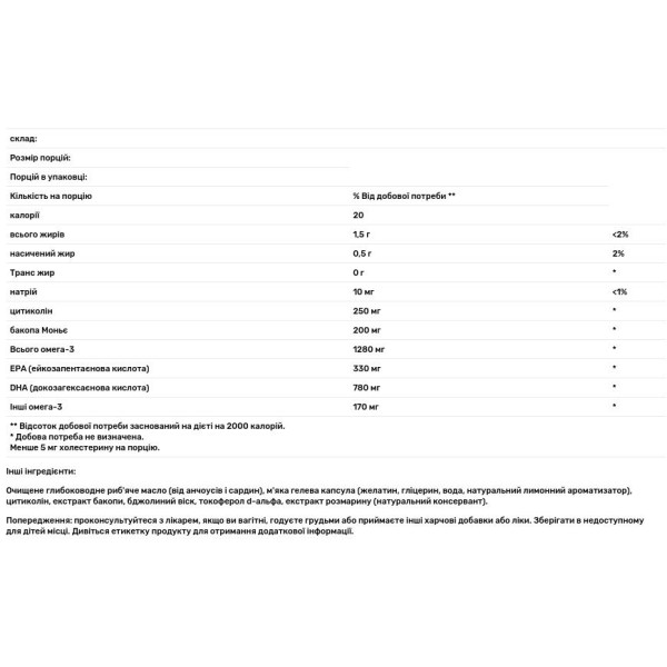 Омега, Omega Focus, Nordic Naturals, 1280 мг, 60 гелевих капсул