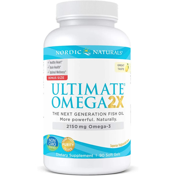 Омега 2X, Ultimate Omega 2X, Nordic Naturals, 2150 мг, 90 гелевих капсул