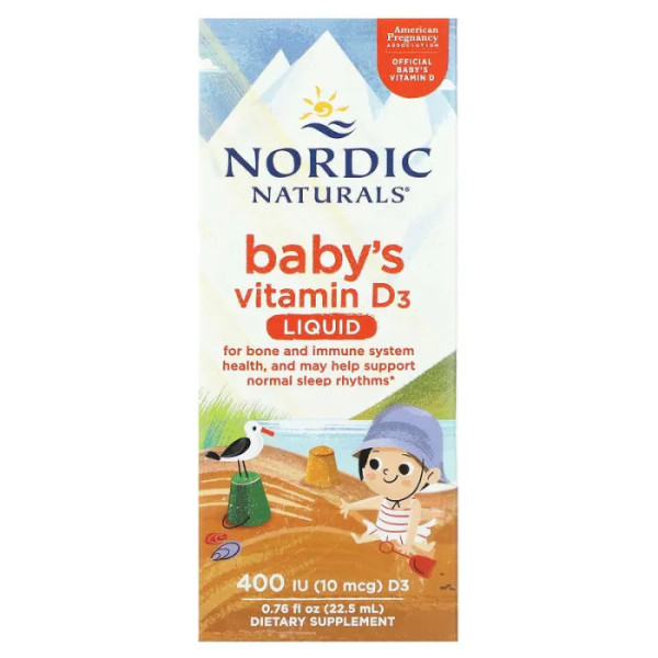Вітамін D3 для дітей, Baby's Vitamin D3, Nordic Naturals, рідкий, 10 мкг (400 МО), 22,5 мл