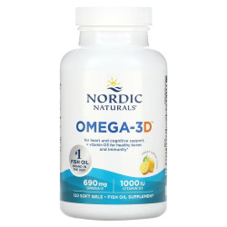 Риб'ячий жир омега-D3 (лимон) 1000 мг, Nordic Naturals Omega-3D, 120 капсул