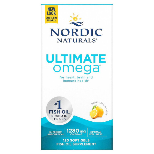 Риб'ячий жир, Ultimate Omega, Nordic Naturals, зі смаком лимона, 1280 мг, 120 капсул