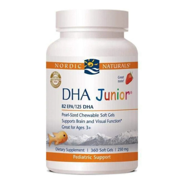 Риб'ячий жир для дітей, DHA Junior, Strawberry, Nordic Naturals, 250 мг, 180 капсул