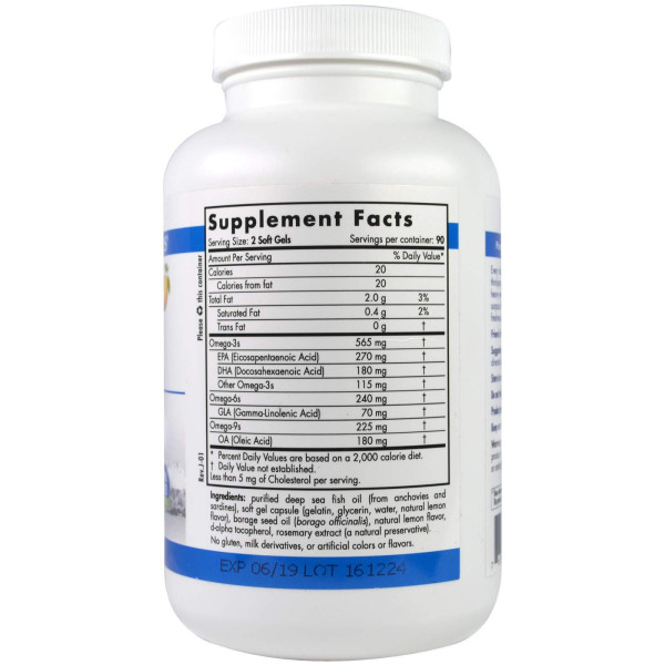 Омега 3 6 9 з ароматом лимона (ProEFA - 3-6-9), Nordic Naturals, 1000 мг, 180 капсул