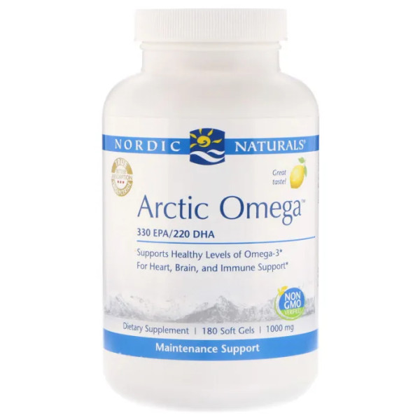 Омега арктична, Arctic Omega, Nordic Naturals, лимон, 1000 мг, 180 капсул