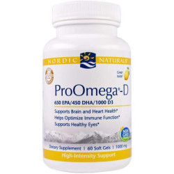 Омега-3 с витамином D 1000 мг лимон, ProOmega-D Nordic Naturals, 60 капсул