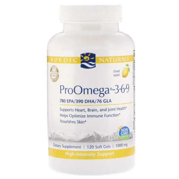 Омега 3-6-9, ProOmega-3-6-9, Nordic Naturals, лимон, 1000 мг, 120 капсул