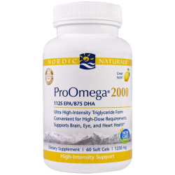 Рыбий жир 1250 мг вкус лимона, ProOmega 2000 Nordic Naturals, 60 капсул