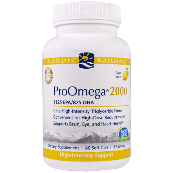 Риб'ячий жир ProOmega 2000 зі смаком лимона, Nordic Naturals, 1250 мг, 60 капсул