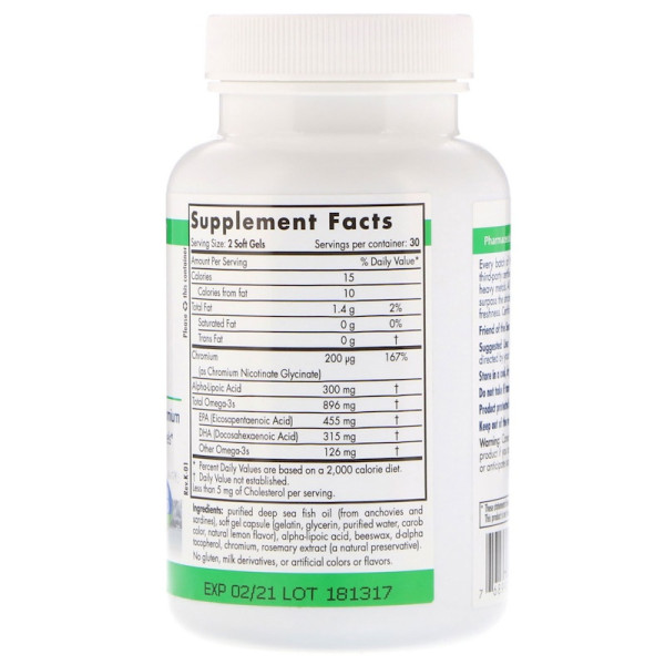 Омега-3: нормалізація інсуліну і рівня глюкози (ProOmega), Nordic Naturals, 1000 мг, 60 капсул