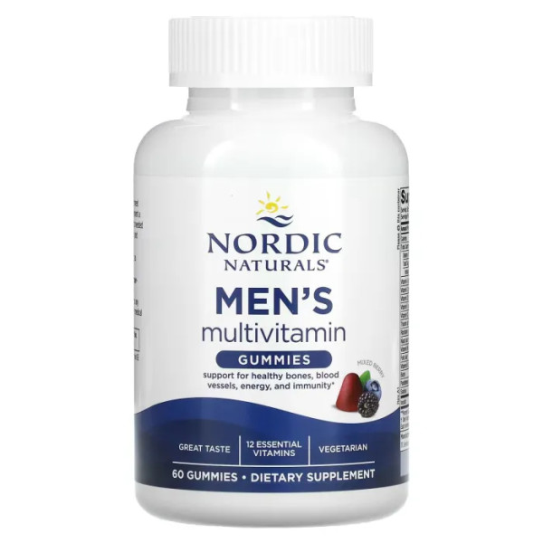 Мультивітаміни для чоловіків, Men's Multivitamin Gummies, Nordic Naturals, зі смаком змішаних ягід, 60 жувальних цукерок.