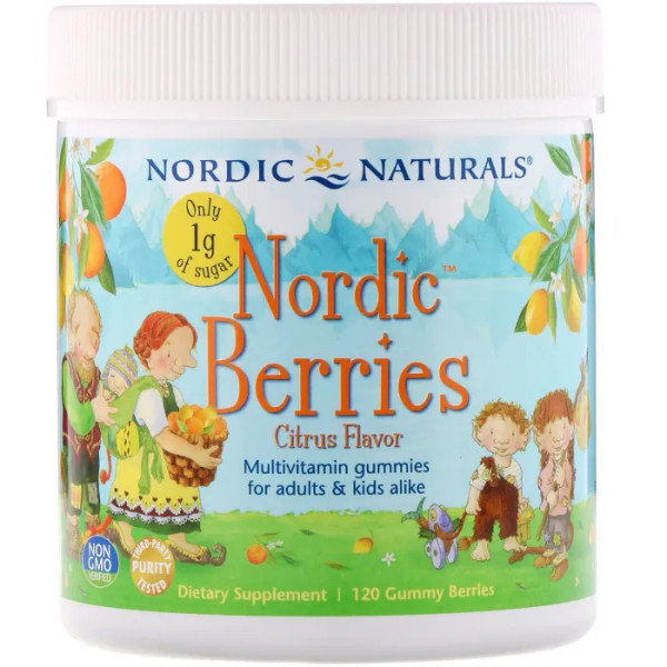 Мультивітаміни для дітей, Nordic Berries, Nordic Naturals, цитрус, 120 жувальних цукерок