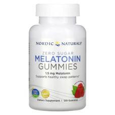 Мелатонин Gummies без сахара 1.5 мг, Nordic Naturals Melatonin Gummies, малина, 120 жевательных конфет
