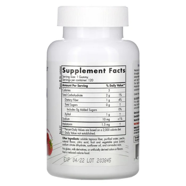 Мелатонін без цукру, Melatonin Gummies, Nordic Naturals, малина, 1,5 мг, 120 жувальних цукерок