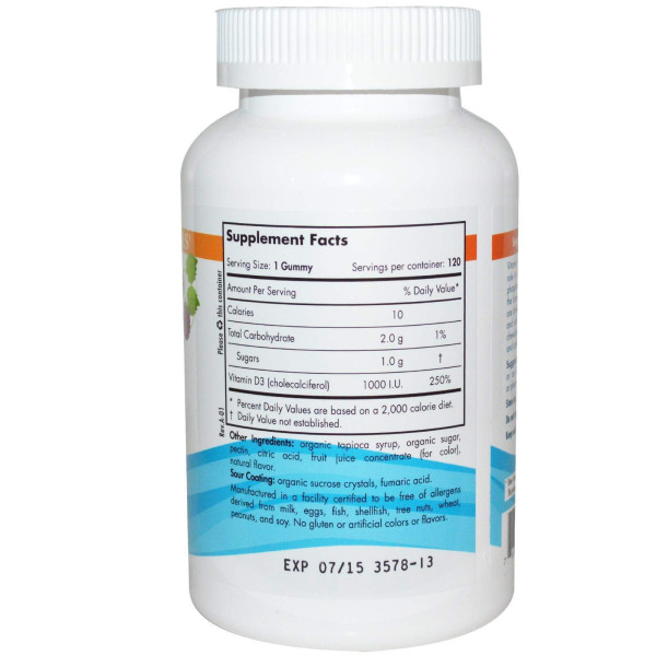 Вітамін D3, Vitamin D3 Gummies, Nordic Naturals, лісові ягоди, 1000 МО, 120 желе