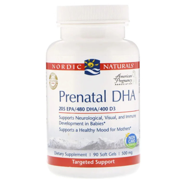Риб'ячий жир для вагітних, Prenatal DHA, Nordic Naturals, 500 мг, 90 кап.
