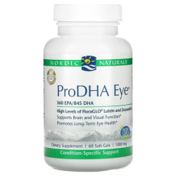 Омега-3 для очей, Nordic Naturals ProDHA Eye, + лютеїн та зеаксантин, 1000 мг, 60 гелевих капсул (500 мг у 1 капсулі)