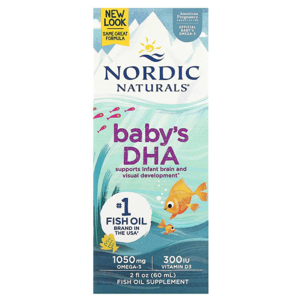 Рідкий риб'ячий жир для дітей + D3, Baby's DHA, Nordic Naturals, 60 мл