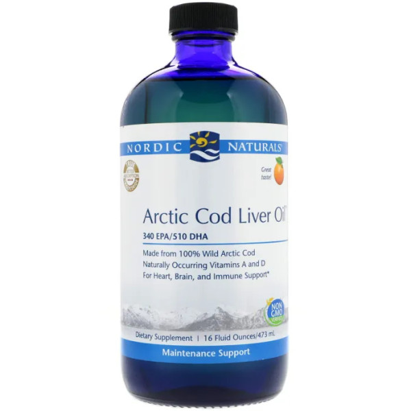 Риб'ячий жир з печінки тріски, Arctic Cod Liver Oil, Nordic Naturals, апельсин, 473 мл