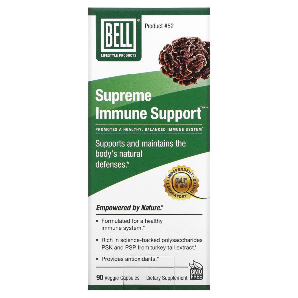 Підтримка імунної системи, Supreme Immune Support, Bell Lifestyle, першорядна, 500 мг, 90 капсул
