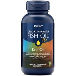 Риб'ячий жир з олією криля, Triple Strength Fish Oil Plus Krill Oil GNC, 60 гелевих капсул