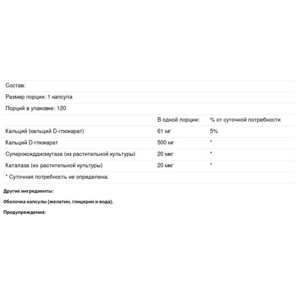 Кальций D-глюкарат, Ca D-Glucarate, Biotics Research, 120 капсул