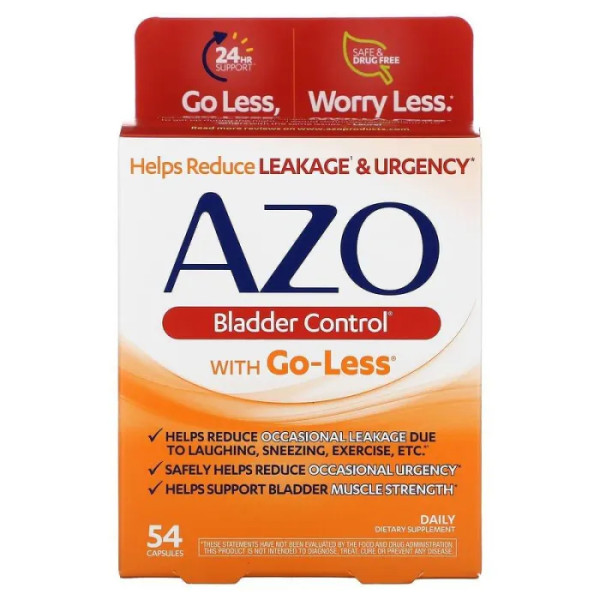 Підтримка сечового міхура, Bladder Control with Go-Less, Azo, 54 капсули