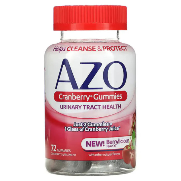 Журавлинні жувальні цукерки, Cranberry Gummies, Azo, для здоров'я сечових шляхів, 250 мг, 72 цукерки