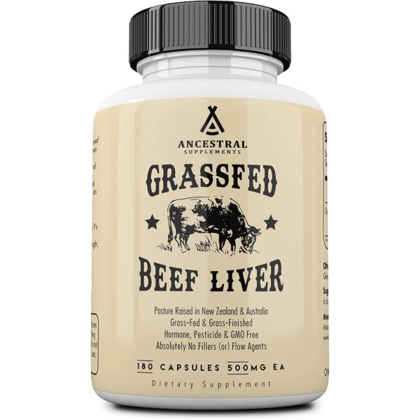Яловича печінка, Grass Fed Beef Liver Capsules, Ancestral Supplements, підтримка печінки, 500 мг, 180 капсул