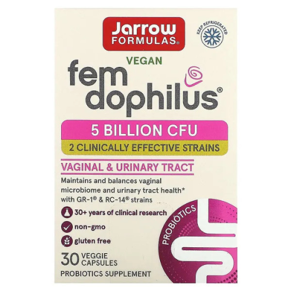 ФЭМ-дофилус веганский, Vegan Fem Dophilus, Jarrow Formulas, 5 млрд КОЕ, 30 растительных капсул