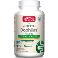 Пробіотики (дофілус) 3.4 млрд КУО, Jarrow Formulas Jarro-Dophilus Plus FOS, 200 вегетаріанських капсул