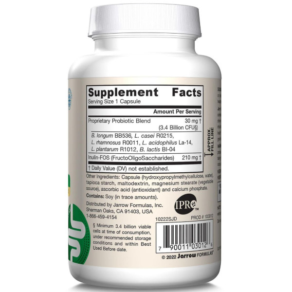 Пробіотики (дофілус), Jarro-Dophilus Plus FOS, Jarrow Formulas, з ФОС, 3.4 млрд КУО, 200 вегетаріанських капсул