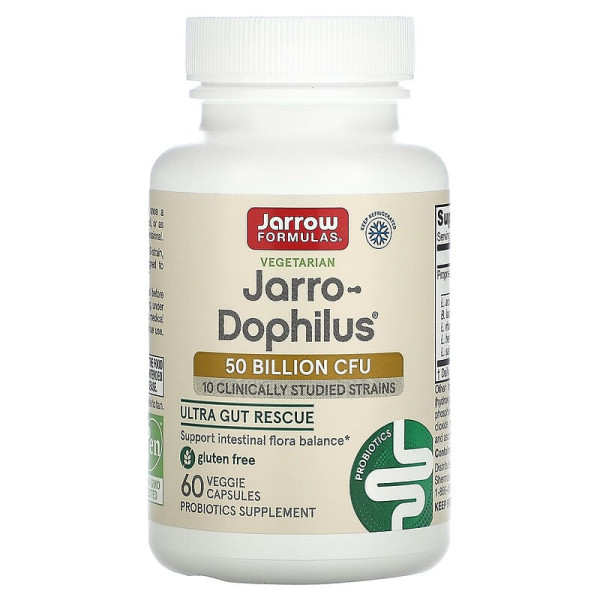 Пробіотики (дофілус) ультра, Jarro-Dophilus, Jarrow Formulas, 50 млрд КУО, 60 рослинних капсул