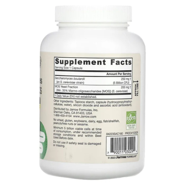 Пробіотик, Saccharomyces, Jarrow Formulas, сахароміцети, 180 капсул