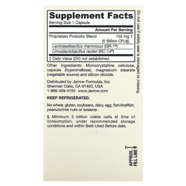 Дофілус для жінок, Fem Dophilus, Jarrow Formulas, 5 млрд КУО, 60 рослинних капсул