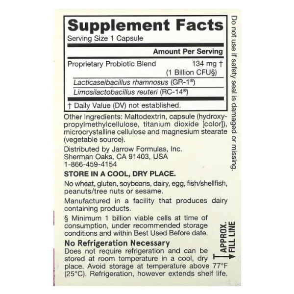 Пробиотики дофилус для женщин, Women's Fem Dophilus, Jarrow Formulas, 1 млрд КОЕ, 30 капсул