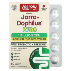 Пробіотик для дітей з пребіотиком, без цукру, Jarro-Dophilus Kids Jarrow Formulas, 60 жувальних таблеток, 1 млрд живих бактерій