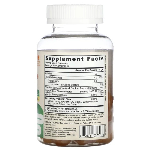 Пробіотик + підтримка імунітету, Probiotic + Immune, Jarrow Formulas, смак апельсина, 90 жувальних цукерок