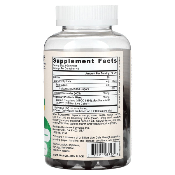Пробіотик + пребіотик, Probiotic + Prebiotic, Jarrow Formulas, смак ожини, 2 млрд, 90 жувальних цукерок