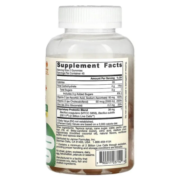 Пробіотик + підтримка імунітету, Probiotic + Immune, Jarrow Formulas, смак апельсина, 90 жувальних цукерок