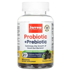 Пробиотик с пребиотиком жевательные, вкус ежевики, Jarrow Formulas Probiotic + Prebiotic, 2 млрд, 50 жевательных конфет