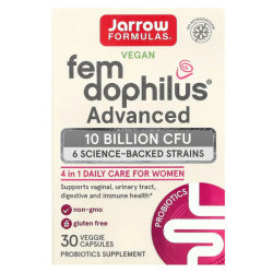 Пробиотики для женщин 10 млрд КОЕ, Jarrow Formulas Vegan Fem Dophilus Advanced, 30 растительных капсул