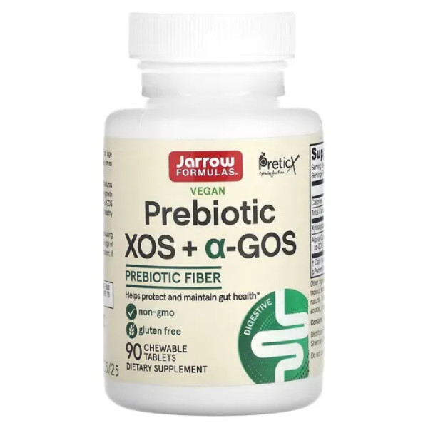 Пребіотик XOS + a-GOS, пребіотична клітковина, Prebiotic, Jarrow Formulas, 90 жувальних таблеток