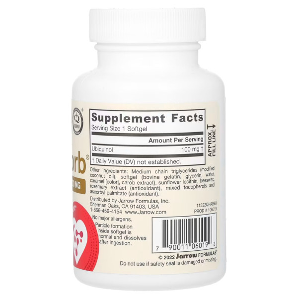 Коензим (убіхінол), Ubiquinol QH-Absorb, Jarrow Formulas, 100 мг, 60 капсул