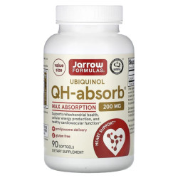 Убихинол 200 мг, Jarrow Formulas QH-Absorb, 90 мягких капсул