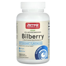 Черника для зрения с виноградом, Jarrow Formulas Bilberry, 120 капсул