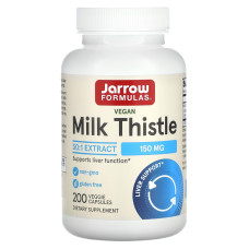 Розторопша, Jarrow Formulas Milk Thistle, стандартизований, 150 мг, 200 вегетаріанських капсул