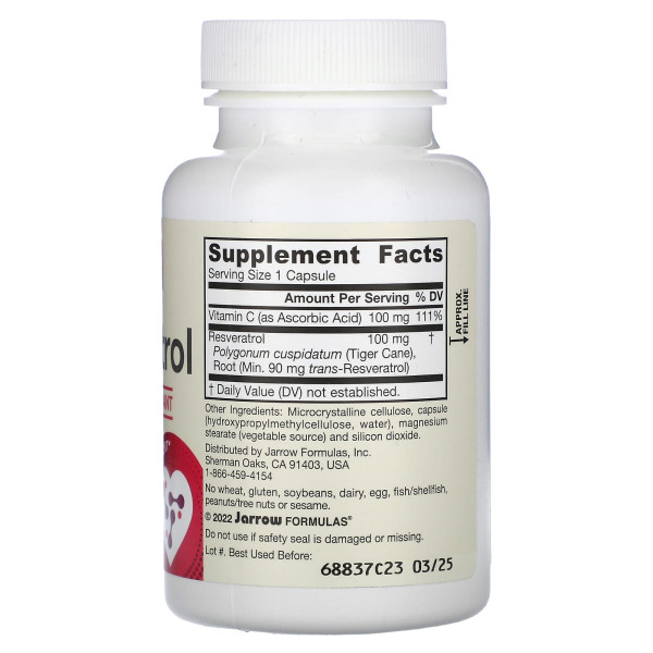 Ресвератрол (Resveratrol), Jarrow Formulas, 100 мг, 60 капсул