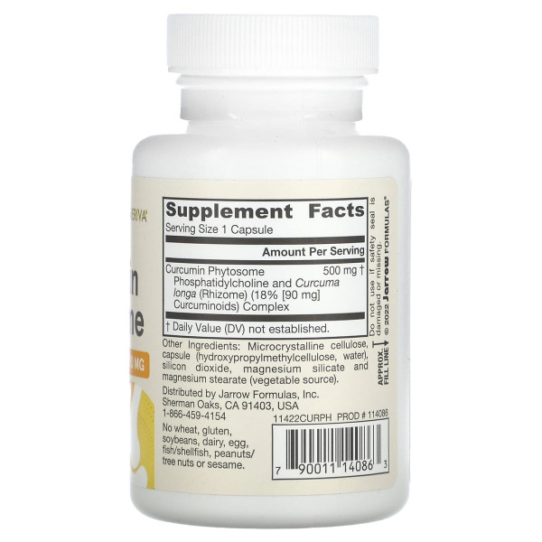 Куркумін, Vegan Curcumin Phytosome, Jarrow Formulas, 500 мг, 60 рослинних капсул