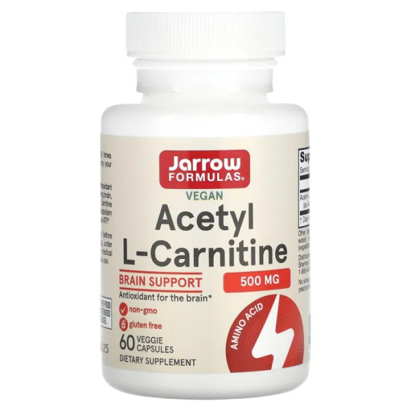 Ацетил карнітин, Acetyl L-Carnitine, Jarrow Formulas, 500 мг, 60 капсул