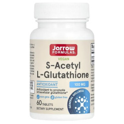 S ацетил глутатион 100 мг, Jarrow Formulas S Acetyl L Glutathione, 60 таблеток